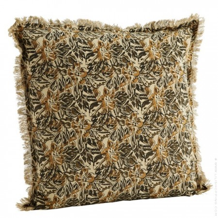 Printed cushion cover with fringes + cushion filler