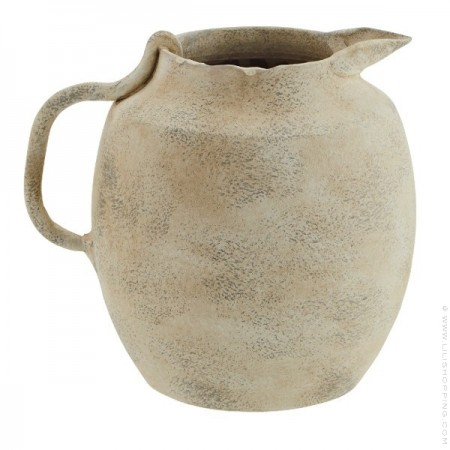 19 cm white and honey stonware flower pot