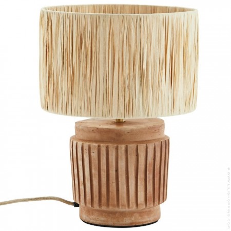 Raffia shade and black terracotta table lamp