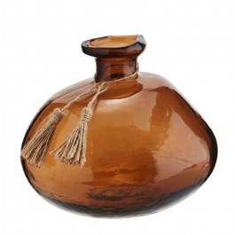 Amber clear glass vase with tassels