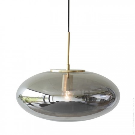 Brushed brass smoked glass Ellipse suspension