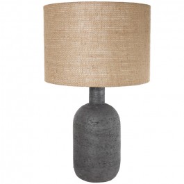 Lampe terracotta grise et toile de jute