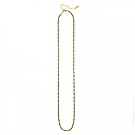 Gold plated green Tennis necklace
