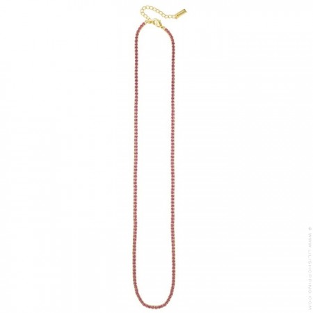 Gold plated retro pink Tennis necklace