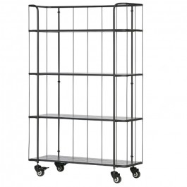 Trolley noir avec 4 étagères en pin