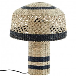 Black and natural seagrass table lamp