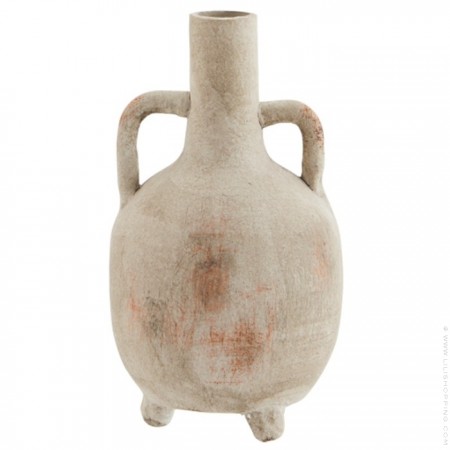 19 cm white and honey stonware flower pot