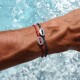 Bracelet bouton argent et corde rouge et marine