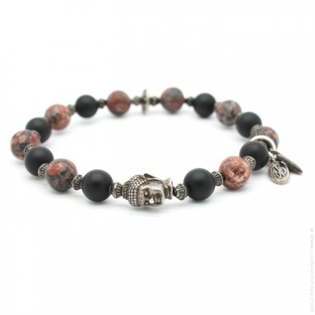 Bracelet buddha et onyx et red leopard
