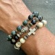Buddha bracelet with onyx and red leopard