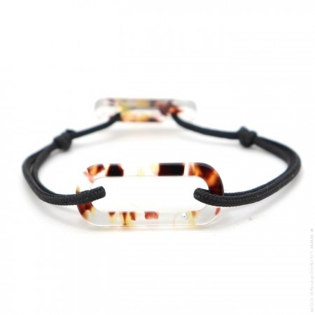 Bracelet oval jungle cordon noir