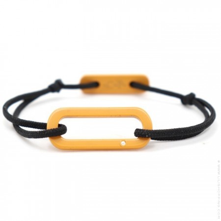 Bracelet oval jaune safran cordon noir