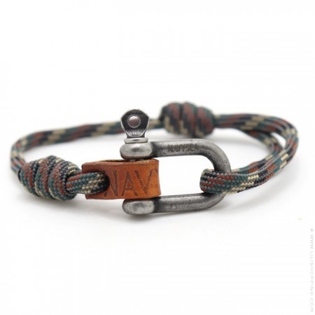 Bracelet Fisherman camouflage argent vieilli