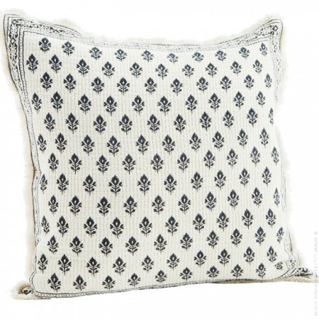 Housse de coussin imprimé à franges + intérieur