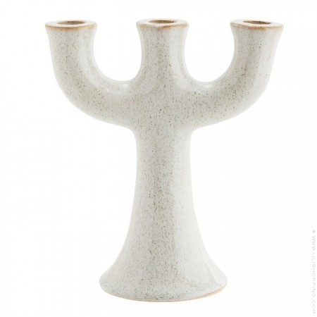 Off white stonewear triple candle holder