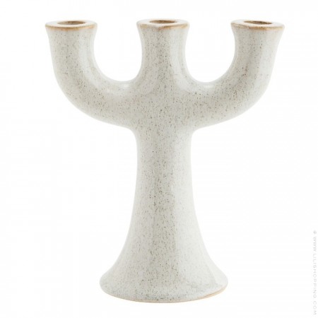 Off white stonewear candle holder