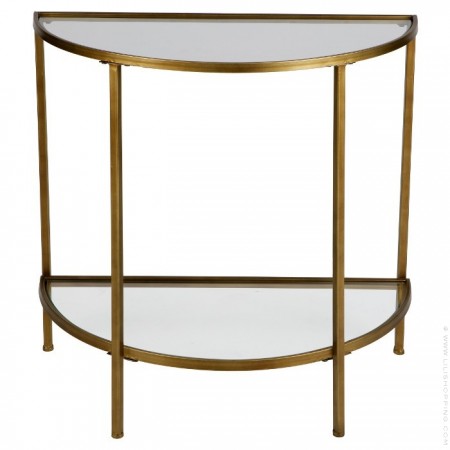 Table d'appoint en verre et métal doré antique