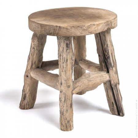 Tabouret Alexander en teck naturel gris