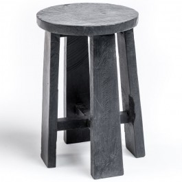 Tabouret Alex en teck fumé noir