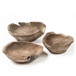 Coupelle en teck naturel gris large