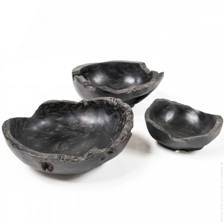 Large black fume teak salad bowl