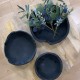 Large black fume teak salad bowl