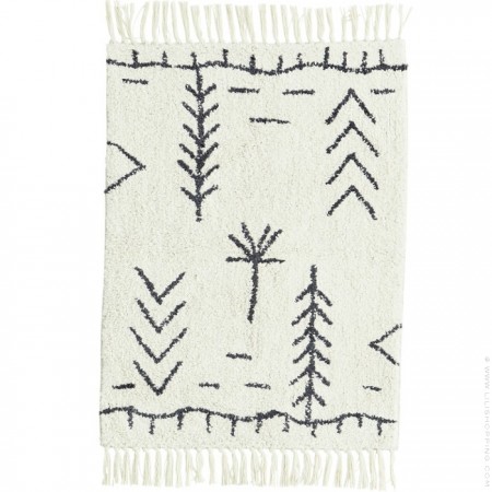 Tapis de bain en coton touffeté ivoire et gris