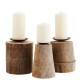 Set of 3 wooden candle holder