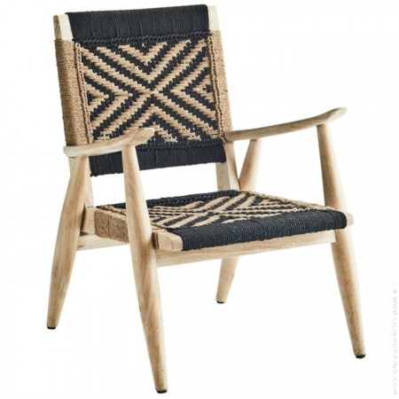Fauteuil lounge en bois et jute