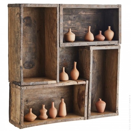 Re-used wooden brick mould shelf