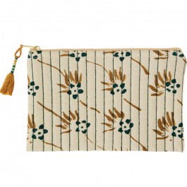 Trousse écrue et sienne à pompon