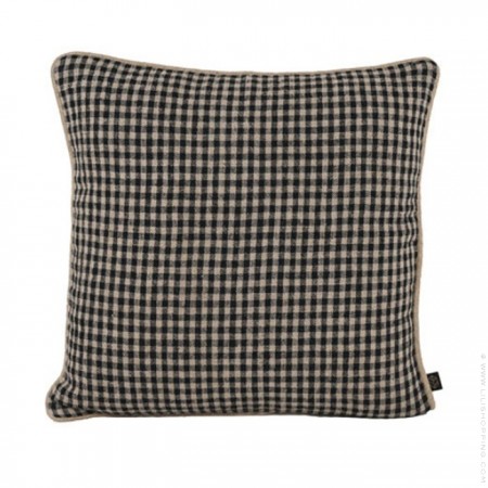 Housse de coussin Piana charbon carré + intérieur