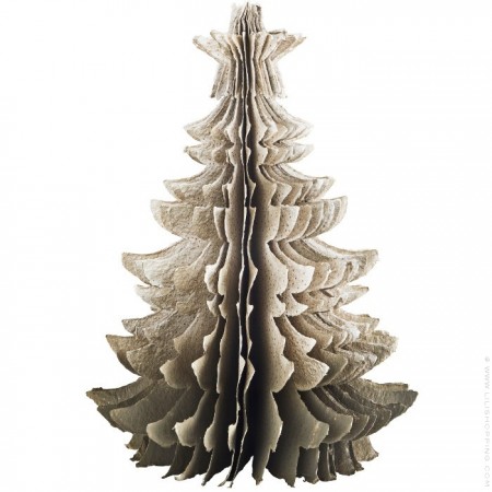 Sapin de Noël en papier à poser 73 cm mousse blanc doré