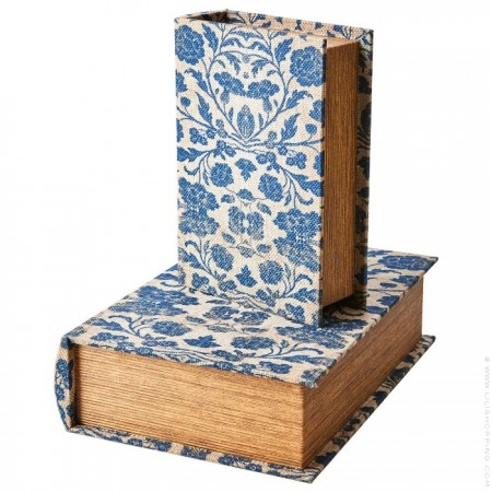 Livre boites à secret fleurs bleues 20 cm