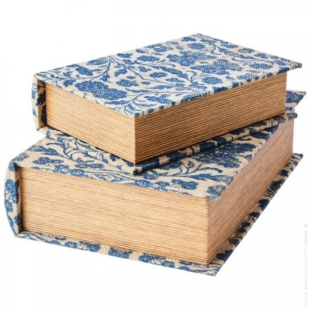 Livre boite à secrets fleurs bleues 27 cm
