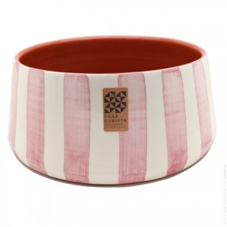 Vertical mauves stripe large serving bowl