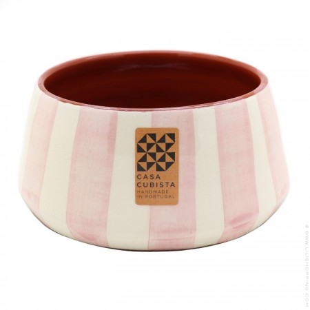 Vertical mauve stripe small serving bowl