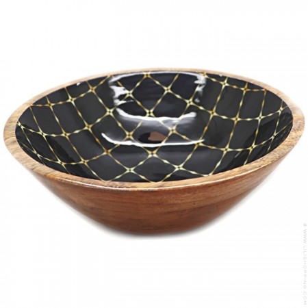 Salad bowl in mango wood with diamond enamel