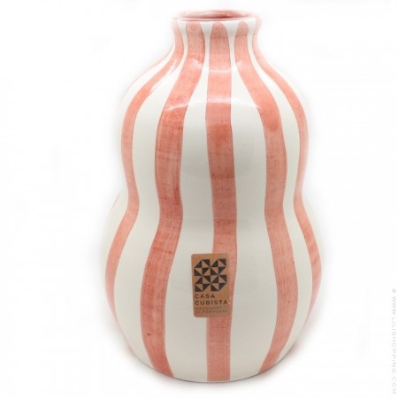 Vase Gourd motif rayures terracotta