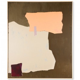 Peinture abstraite moutarde et nude