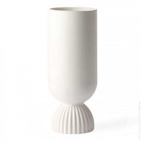 White ribbed vase