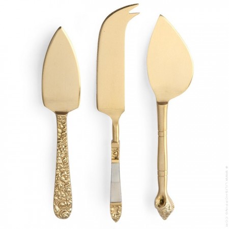 Set of 3 golden cheese knives