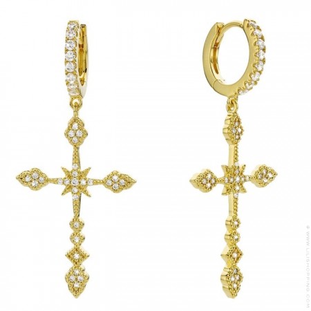 Sevilla cross gold platted earrings