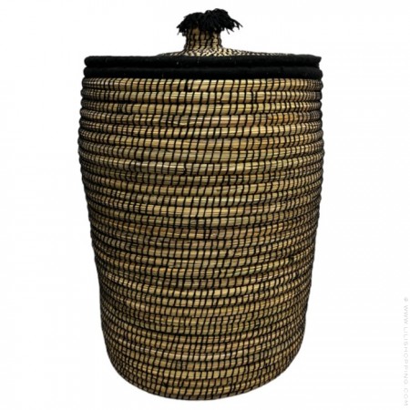 Black and natural basket with lid