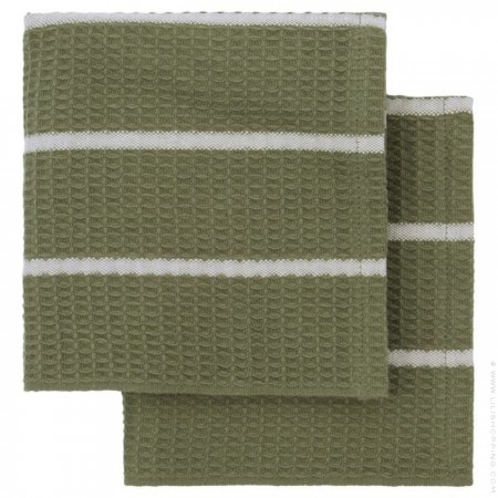 Set of 2 olive green Rena hand or kitchen towels