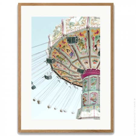 Vintage merry go round 40 x 50 oak framed poster