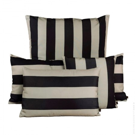 Biarritz linen and black outdoor rectangular cushion