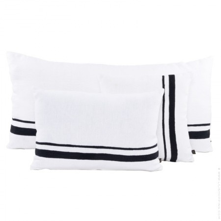 Housse de coussin Malaga noir et blanc rectangle + intérieur