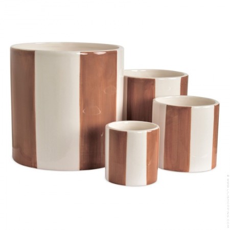 Set of 4 brown stripped pots
