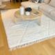 Tapis Beni Ouarain blanc à losanges noirs 150 x 100 cm